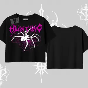 Beyaz Crop Tişört Autumn Spider