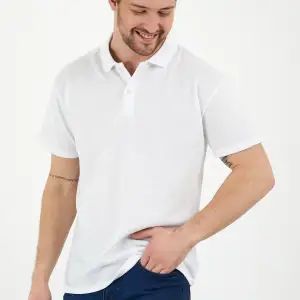 Beyaz Dar/slim Fitt Polo Yaka Tshirt.