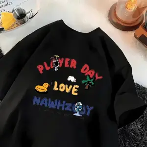 Beyaz Evrensel Karikatür Baskı Gevşek günlük Yaz Basit k T