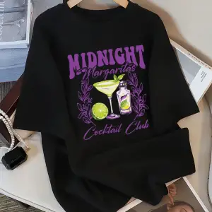 Beyaz Gece yarısı Margaret Kokteyl Kulübü Tasarım Tee O-Boyun Gevşek Trendy Üst R