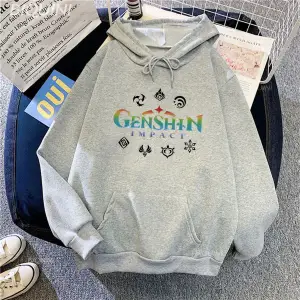 Beyaz Genshin darbe Hoodie oyunu Animeyedi elemanları Harajukui kaza