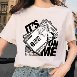 Beyaz Genshin Darbe Zhong Li Morax Tees Kısa Sleeve100 Yaz Karikatür Streetweed
