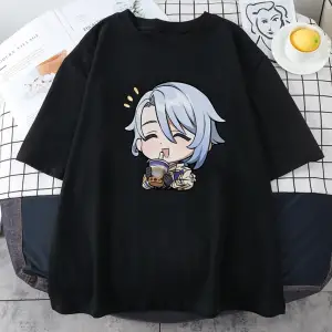 Beyaz Genshin Etki Karikatür T Kamisato Ayato Oyunu Kawaii Süt Çay Baskılı Büyü