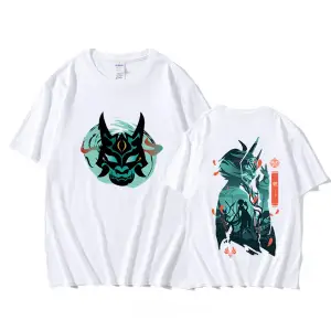 Beyaz Genshin Impact Xiao Serin Baskılar Hip Hop Siyah Streetweed PunkTees