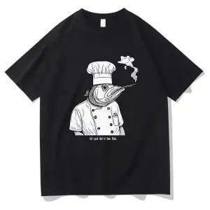 Beyaz Gil Sadece 86d Balık Tshirt Ahtapot Şef Komik/ Harajuku Yaz Üstleri U