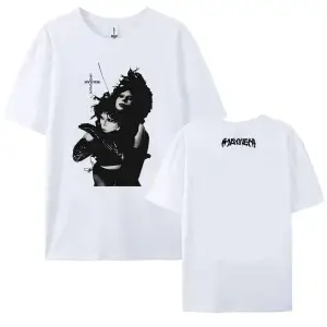 Beyaz Grunge Tees Lady Gaga Mayhem Albümü /Erkek O-Boyun leri Şarkıcı graf