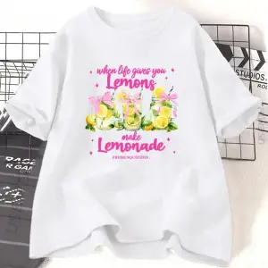 Beyaz Hayat Size Limon Verdiğinde Baskılı Komik Limonata Yap Vintage Yuvar