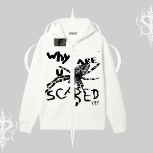 Beyaz Hırka Sweatshirt Why are u Scared