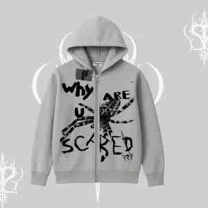 Beyaz Hırka Sweatshirt Why are u Scared