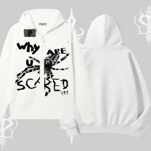 Beyaz Hırka Sweatshirt Why are u Scared