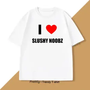 Beyaz I Heart Slushy Noobz Fan Merch Tshirt Ağır Tee Harajuku Nefes Komik To