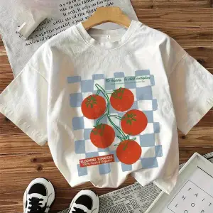 Beyaz İtalyan Domates askı Sevimli Tee Ek