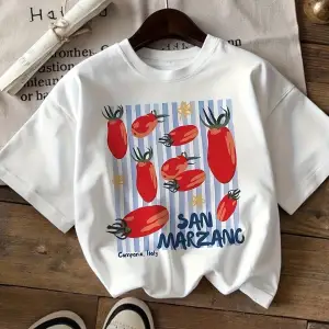 Beyaz İtalyan Domates askı Sevimli Tee Ek