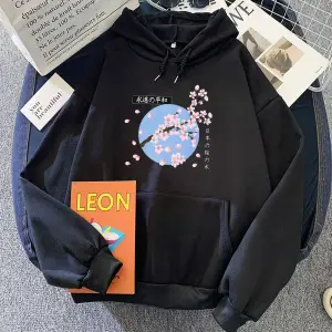 Beyaz Japon çiçeği Sakura grafik Hoodies sıcak rahat rahat po