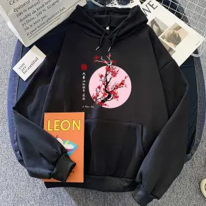 Beyaz Japon çiçeği SakuraHoodies rahat u