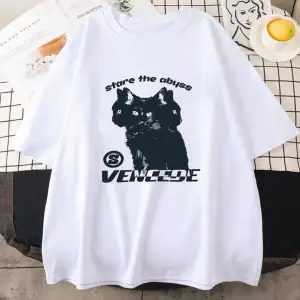 Beyaz Japon Kanji Kedi /Erkek sevimli Streetwear Kawaii Grafik Ba