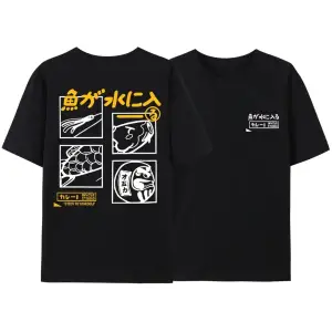 Beyaz Japon Retro Balık Gevşek BF Tarzı Çift Öğrenci Yarım kollu Üst