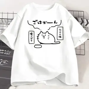 Beyaz Japon Tarzı Kedi Baskılı lar için Trendy bol kadı