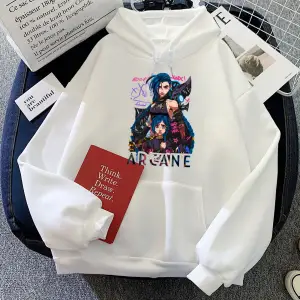 Beyaz Jinx Arcane Hoodies Hooded Long Sleeve Wo Female Casual Game Gr