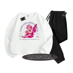 Beyaz Kapşonlu Eager Detaylı ikili TAKIM