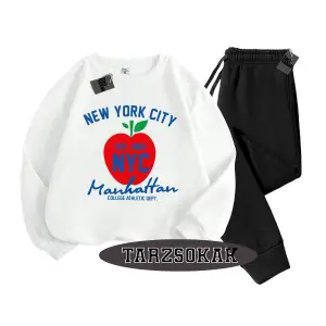 Beyaz Kapşonlu Nyces Detaylı ikili TAKIM