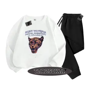 Beyaz Kapşonlu Reason Detaylı ikili TAKIM