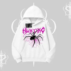 Beyaz Kapşonlu Sweatshirt Autumn Spider