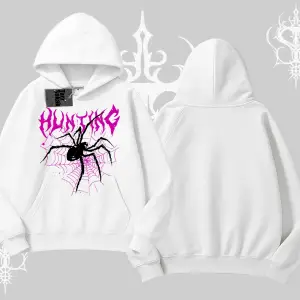 Beyaz Kapşonlu Sweatshirt Autumn Spider