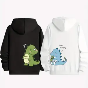 Beyaz Kapşonlu Sweatshirt Çift Sevgili Kombinleri Couple Clothing