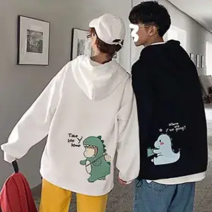 Beyaz Kapşonlu Sweatshirt Çift Sevgili Kombinleri Couple Clothing