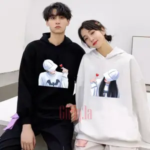 Beyaz Kapşonlu Sweatshirt Çift Sevgili Kombinleri Couple Clothing