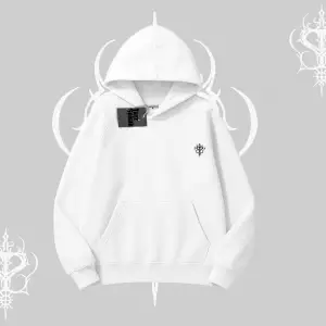 Beyaz Kapşonlu Sweatshirt Özel logolu