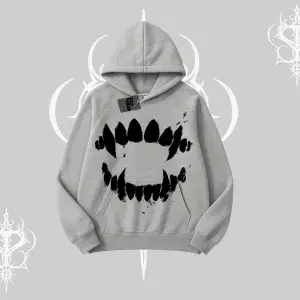 Beyaz Kapşonlu Sweatshirt Vampir Dış