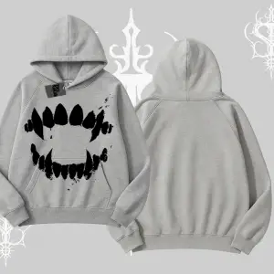 Beyaz Kapşonlu Sweatshirt Vampir Dış