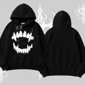 Beyaz Kapşonlu Sweatshirt Vampir Dış