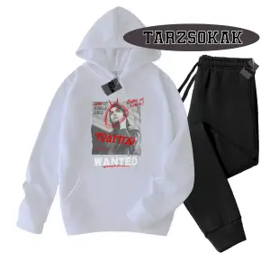 Beyaz Kapşonlu Wanted Detaylı ikili TAKIM