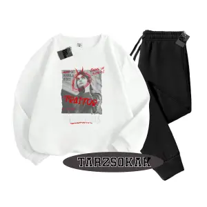 Beyaz Kapşonlu Wanted Detaylı ikili TAKIM