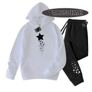 Beyaz Kapşonlu Yıldız Detaylı ikili TAKIM