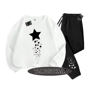 Beyaz Kapşonlu Yıldız Detaylı ikili TAKIM
