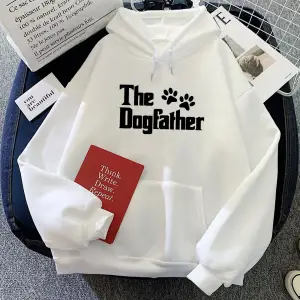 Beyaz Karikatür Dogfather grafik Hoodiesuzun kollu u lar
