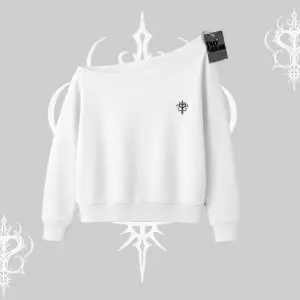 Beyaz Kayık Yaka Sweatshirt Özel logolu