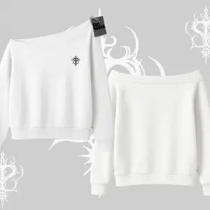 Beyaz Kayık Yaka Sweatshirt Özel logolu