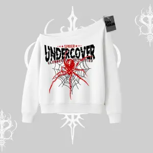 Beyaz Kayık Yaka Sweatshirt Spider Undercover