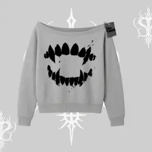 Beyaz Kayık Yaka Sweatshirt Vampir Dış