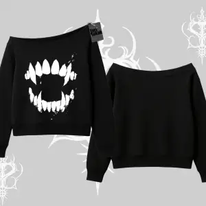 Beyaz Kayık Yaka Sweatshirt Vampir Dış