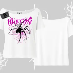 Beyaz Kayık yaka Tişört Autumn Spider