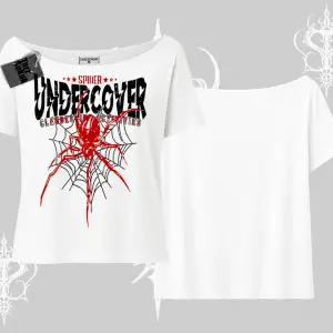 Beyaz Kayık yaka Tişört Spider Undercover
