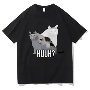 Beyaz Kedi Meme Baskı Karikatür Grafik Baskı Yaz Tees Tops Harajuku
