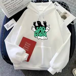 Beyaz kıyafetleri Band Sad Park grafik Hoodies rahatHarajuku moda Moletom