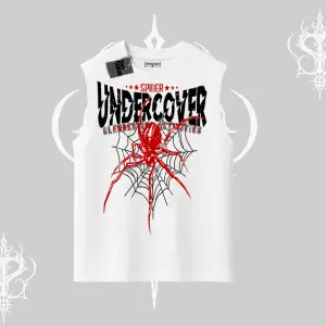 Beyaz Kolsuz Tişört Spider Undercover